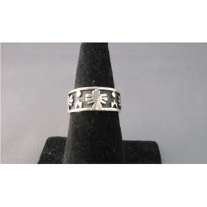 Sterling silver oxidized design band ring
